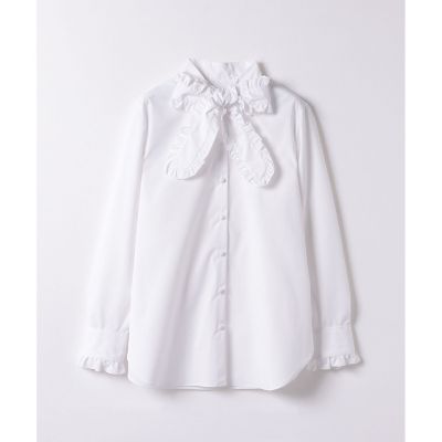 ゆき　LOULOU WILLOUGHBY リボン　ブラウス　シャツ　白 セール】 【LOULOU WILLOUGHBY】プリーツリボンブラウス （シャツ