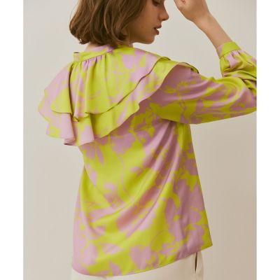 【ＬＯＵＬＯＵ　ＷＩＬＬＯＵＧＨＢＹ】ツートンフラワーラッフルブラウス