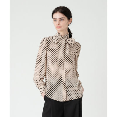 ＜allureville (Women)＞【ＬＯＵＬＯＵ　ＷＩＬＬＯＵＧＨＢＹ】デシンドットフリルボウタイブラウス