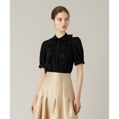 【ＬＯＵＬＯＵ　ＷＩＬＬＯＵＧＨＢＹ】フロントタックラッフル半袖ブラウス
