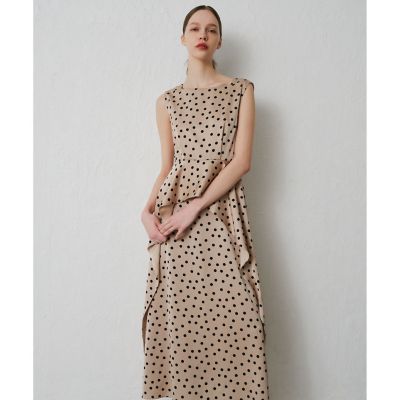 LOULOU WILLOUGHBY サテンドット　ノースリーブ　ワンピース LOULOU WILLOUGHBY】サテンドットノースリーブ
