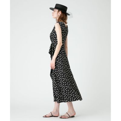 LOULOU WILLOUGHBY サテンドット　ノースリーブ　ワンピース LOULOU WILLOUGHBY】サテンドットノースリーブ