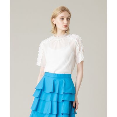 ＜allureville (Women)＞【ＬＯＵＬＯＵ　ＷＩＬＬＯＵＧＨＢＹ】メッシュフリルプルオーバー