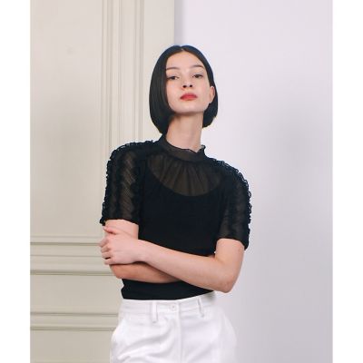 LOULOU WILLOUGHBY】メッシュフリルプルオーバー 