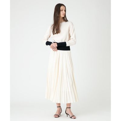 ルルウィルビー Loulou Willoughby 23AW バイカラーモックネックプルオーバー ニット カットソー 2 ベージュ 黒 ブラック LOULOU WILLOUGHBY】バイカラーモックネックプルオーバー