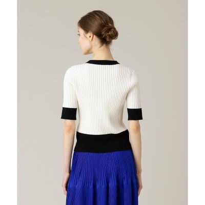 【ＬＯＵＬＯＵ　ＷＩＬＬＯＵＧＨＢＹ】バイカラーキーネック５分袖カーディガン