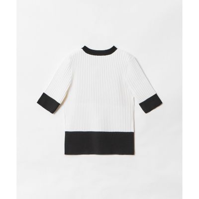 【ＬＯＵＬＯＵ　ＷＩＬＬＯＵＧＨＢＹ】バイカラーキーネック５分袖カーディガン