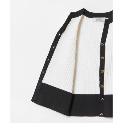 【ＬＯＵＬＯＵ　ＷＩＬＬＯＵＧＨＢＹ】バイカラーキーネック５分袖カーディガン