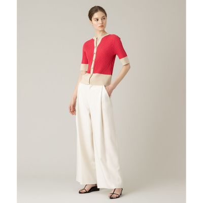 【ＬＯＵＬＯＵ　ＷＩＬＬＯＵＧＨＢＹ】バイカラーキーネック５分袖カーディガン