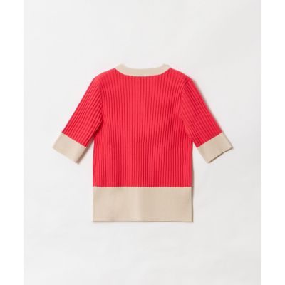 【ＬＯＵＬＯＵ　ＷＩＬＬＯＵＧＨＢＹ】バイカラーキーネック５分袖カーディガン
