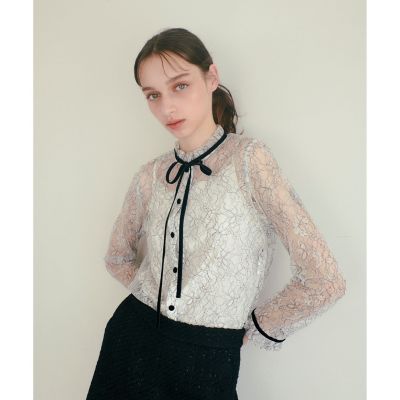 【ＬＯＵＬＯＵ　ＷＩＬＬＯＵＧＨＢＹ】レースベロアリボンブラウス