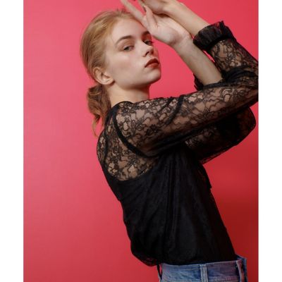 【ＬＯＵＬＯＵ　ＷＩＬＬＯＵＧＨＢＹ】レースベロアリボンブラウス