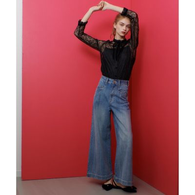 【ＬＯＵＬＯＵ　ＷＩＬＬＯＵＧＨＢＹ】レースベロアリボンブラウス
