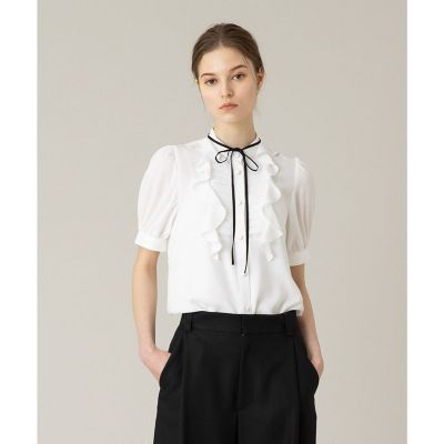 ＜allureville (Women)＞【ＬＯＵＬＯＵ　ＷＩＬＬＯＵＧＨＢＹ】◇フロントタックラッフル半袖ブラウス