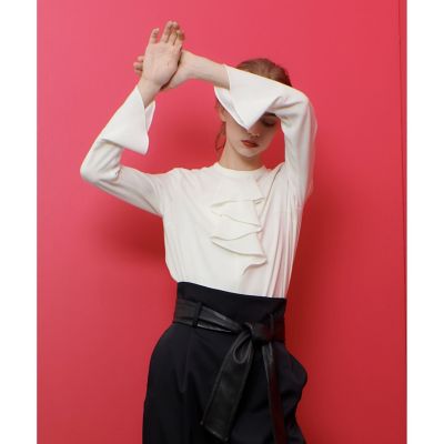 LOULOU WILLOUGHBY】ラッフルスタンドブラウス