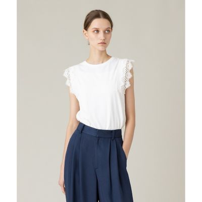 LOULOU WILLOUGHBY】レーストリミングTシャツ