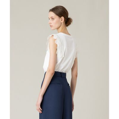 LOULOU WILLOUGHBY】レーストリミングTシャツ 