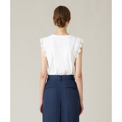 LOULOU WILLOUGHBY】レーストリミングTシャツ