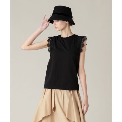 LOULOU WILLOUGHBY】レーストリミングTシャツ