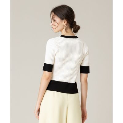 【ＬＯＵＬＯＵ　ＷＩＬＬＯＵＧＨＢＹ】◇　バイカラーキーネック５分袖カーディガン