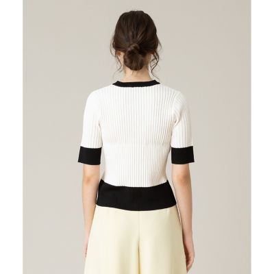 【ＬＯＵＬＯＵ　ＷＩＬＬＯＵＧＨＢＹ】◇　バイカラーキーネック５分袖カーディガン