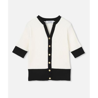 【ＬＯＵＬＯＵ　ＷＩＬＬＯＵＧＨＢＹ】◇　バイカラーキーネック５分袖カーディガン