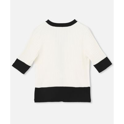 【ＬＯＵＬＯＵ　ＷＩＬＬＯＵＧＨＢＹ】◇　バイカラーキーネック５分袖カーディガン