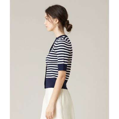 【ＬＯＵＬＯＵ　ＷＩＬＬＯＵＧＨＢＹ】◇　バイカラーキーネック５分袖カーディガン