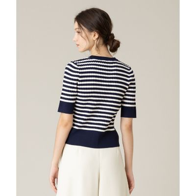 【ＬＯＵＬＯＵ　ＷＩＬＬＯＵＧＨＢＹ】◇　バイカラーキーネック５分袖カーディガン