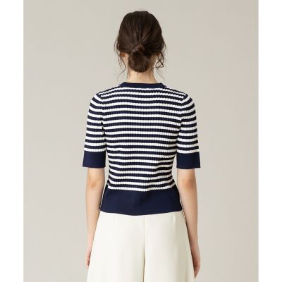【ＬＯＵＬＯＵ　ＷＩＬＬＯＵＧＨＢＹ】◇　バイカラーキーネック５分袖カーディガン