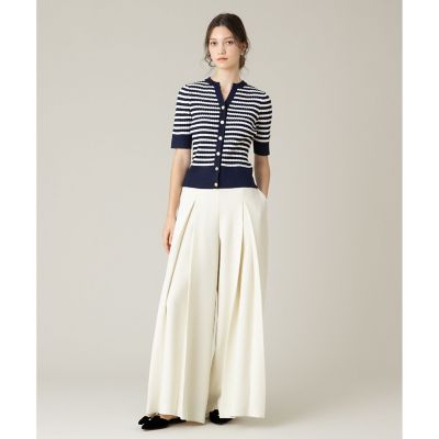 【ＬＯＵＬＯＵ　ＷＩＬＬＯＵＧＨＢＹ】◇　バイカラーキーネック５分袖カーディガン