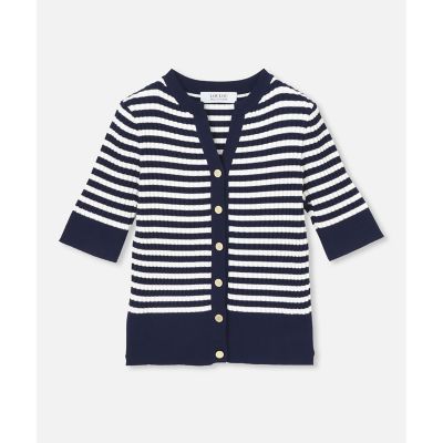 【ＬＯＵＬＯＵ　ＷＩＬＬＯＵＧＨＢＹ】◇　バイカラーキーネック５分袖カーディガン