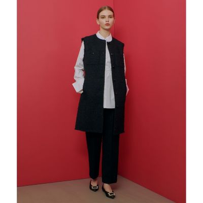 LOULOU WILLOUGHBY ファンシーツイードロングジレ　M LOULOU WILLOUGHBY】ファンシーツイードロングジレ