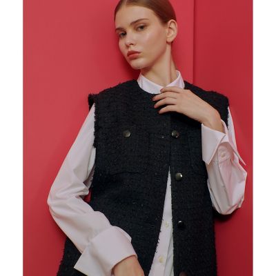 LOULOU WILLOUGHBY】ファンシーツイードロングジレ