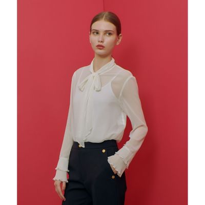 LOULOU WILLOUGHBY】プリーツリボンブラウス