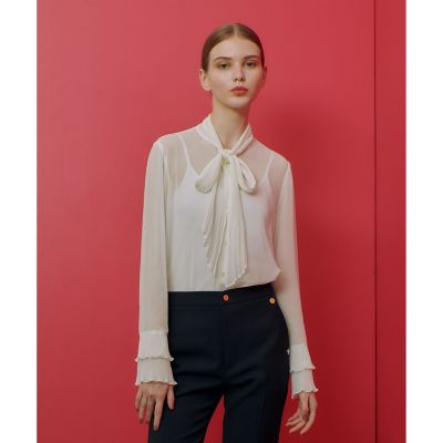LOULOU WILLOUGHBY】プリーツリボンブラウス