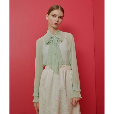 LOULOU WILLOUGHBY】プリーツリボンブラウス