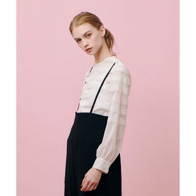 LOULOU WILLOUGHBY】ボーダーレースブラウス
