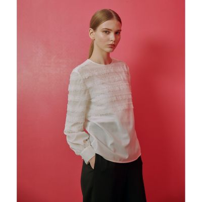 LOULOU WILLOUGHBY ボーダーレースブラウス LOULOU WILLOUGHBY】ボーダーレースブラウス