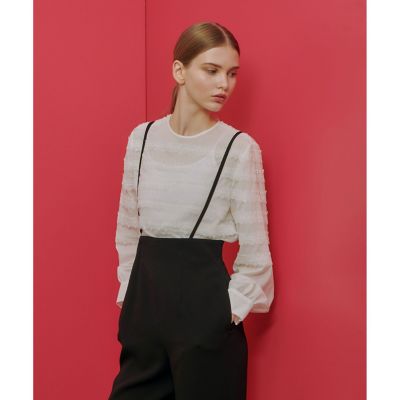 LOULOU WILLOUGHBY】ボーダーレースブラウス