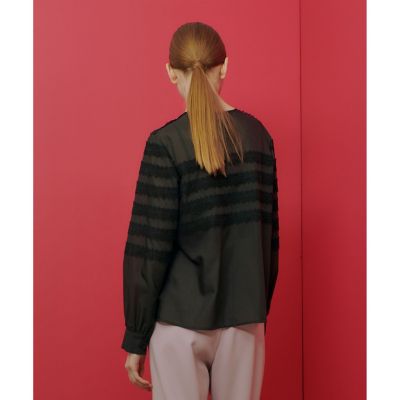 LOULOU WILLOUGHBY】ボーダーレースブラウス