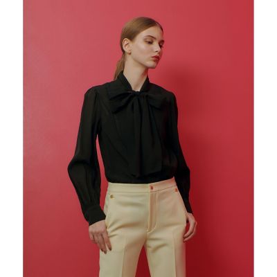 【ＬＯＵＬＯＵ　ＷＩＬＬＯＵＧＨＢＹ】シルキーシボリボンブラウス
