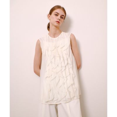 ＜allureville (Women)＞【ＬＯＵＬＯＵ　ＷＩＬＬＯＵＧＨＢＹ】シフォンラッフルブラウス