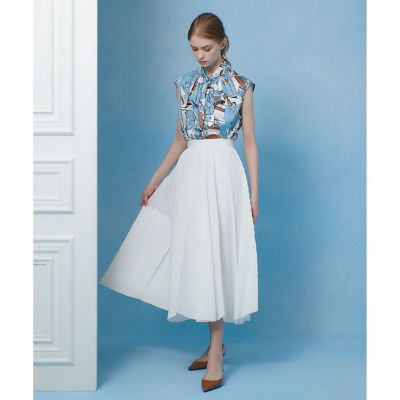 LOULOU WILLOUGHBY フロントタックラッフル半袖ブラウス LOULOU WILLOUGHBY】フロントタックラッフル半袖ブラウス