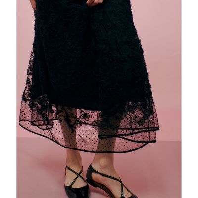 【ＬＯＵＬＯＵ　ＷＩＬＬＯＵＧＨＢＹ】ドットフラワーシシュウノースリワンピース