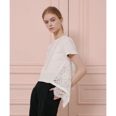 【ＬＯＵＬＯＵ　ＷＩＬＬＯＵＧＨＢＹ】レースドッキングプルオーバーブラウス