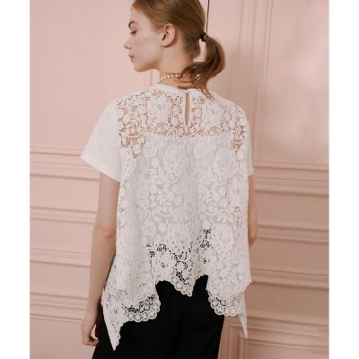 【ＬＯＵＬＯＵ　ＷＩＬＬＯＵＧＨＢＹ】レースドッキングプルオーバーブラウス