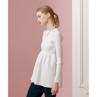 ルルウィルビー 25SS ペプラムニットプルオーバー 長袖 2 ブラック LOULOU WILLOUGHBY】ペプラムニットプルオーバー|allureville