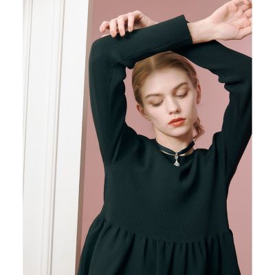 ルルウィルビー 25SS ペプラムニットプルオーバー 長袖 2 ブラック LOULOU WILLOUGHBY】ペプラムニットプルオーバー|allureville