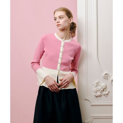 【美品】LOULOU WILLOUGHBY ウエストキリカエカーディガン BLK LOULOU WILLOUGHBY】ウエストキリカエカーディガン